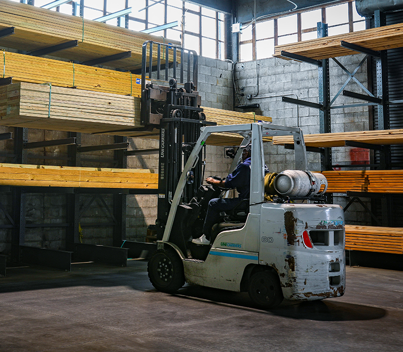 forklift in warehouse